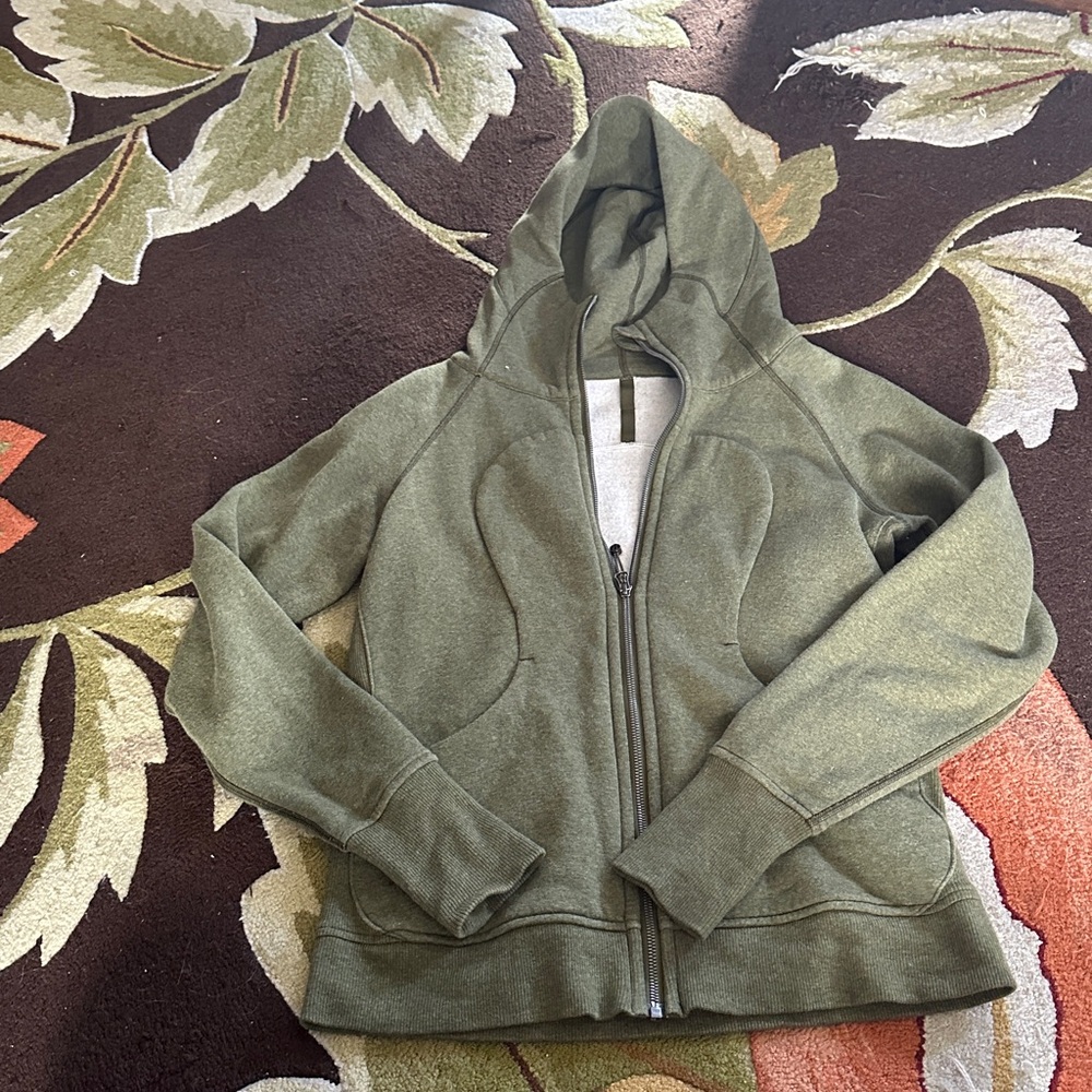 Green Zip-Up scuba full length Hoodie